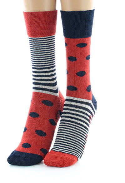 Chaussettes Femme Pois et Rayures ORANGE