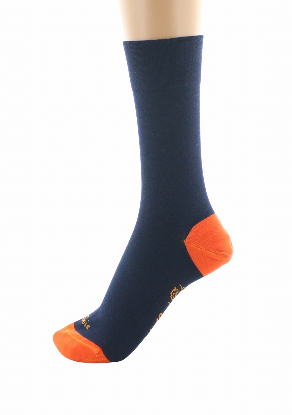 Chaussettes femme soie naturelle Berthe Marine/Orange MARINE/ORANGE