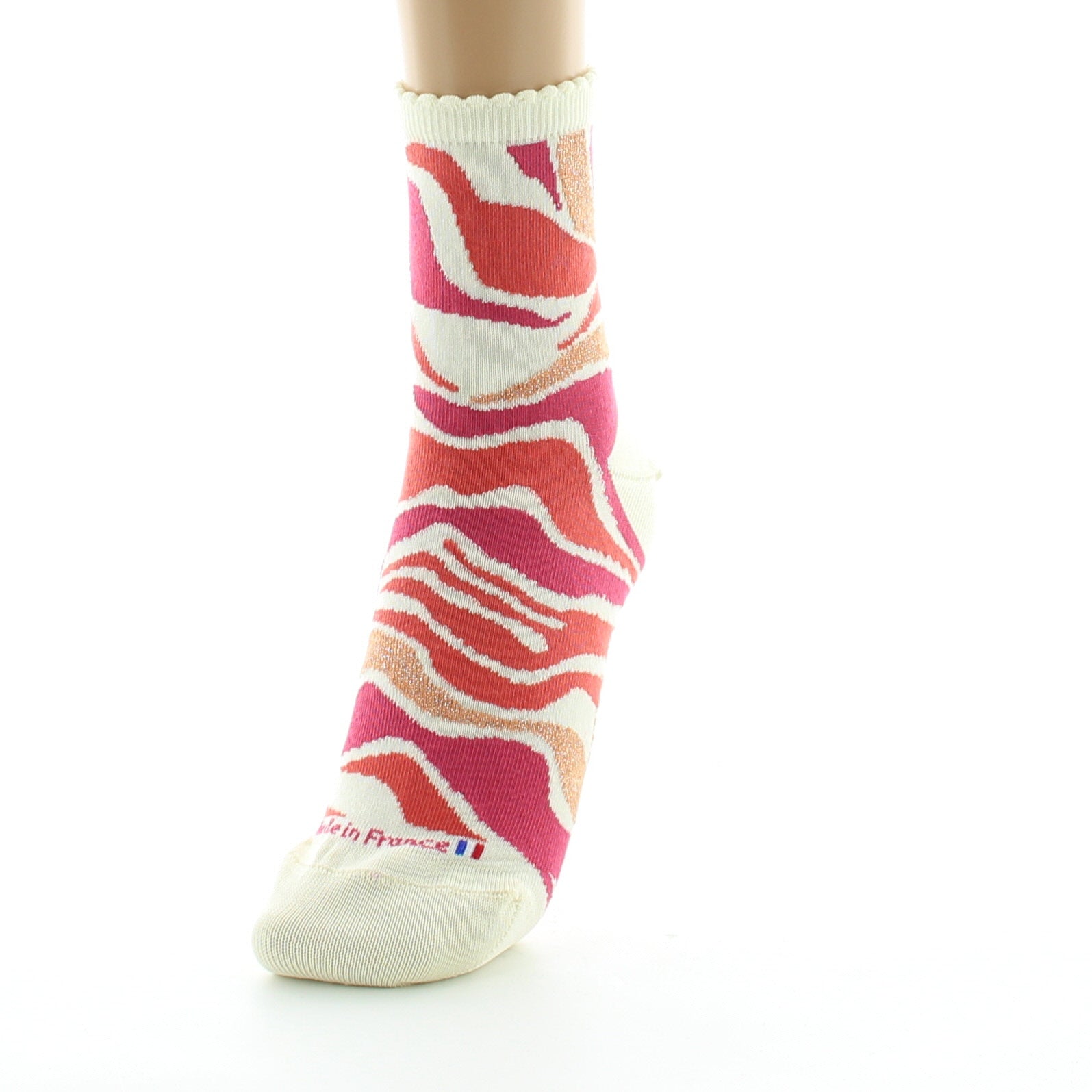 Chaussettes femme Vagues colorées en coton fil d'Écosse ECRU