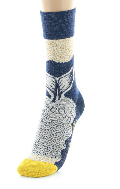 Chaussettes Femme Vagues et Baleine BLEU