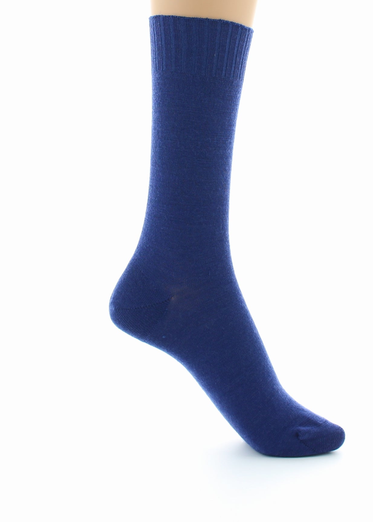 Chaussettes fines confort Laine peignée BLEU INDIGO