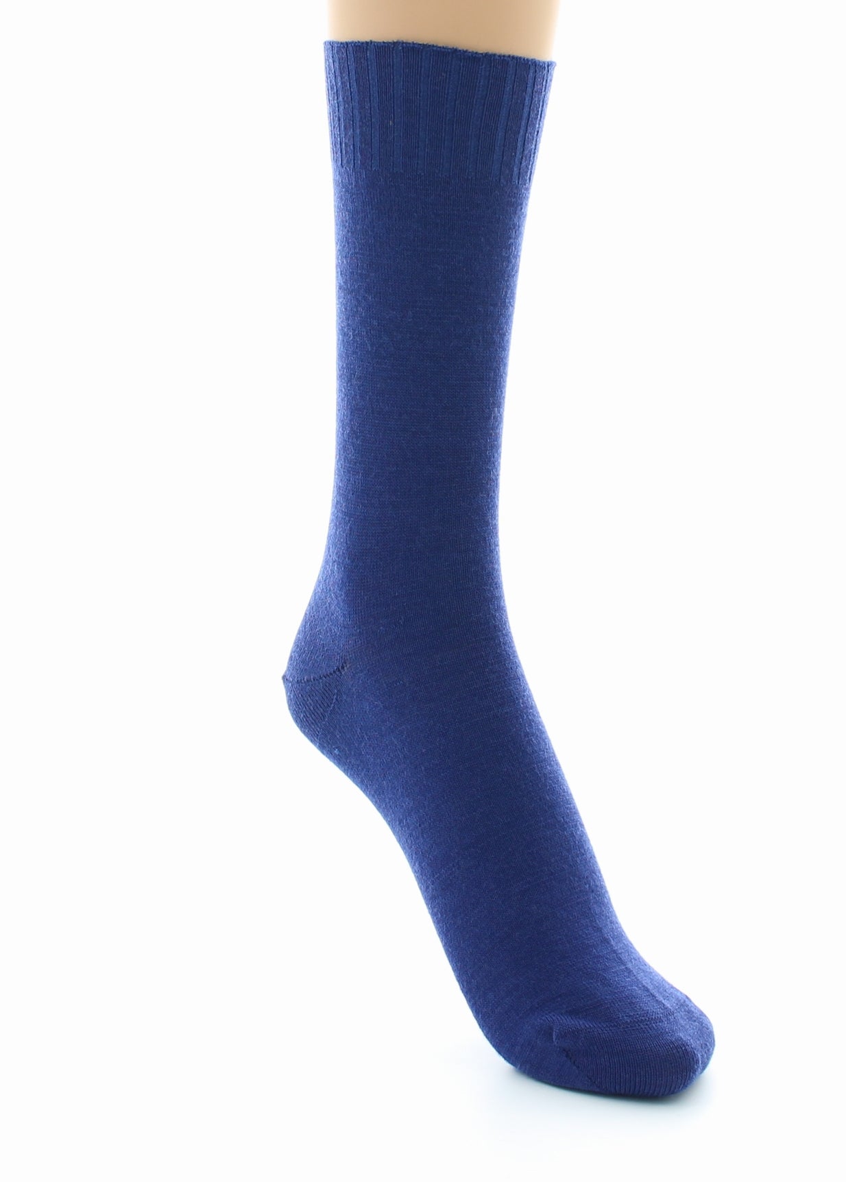 Chaussettes fines confort Laine peignée BLEU INDIGO