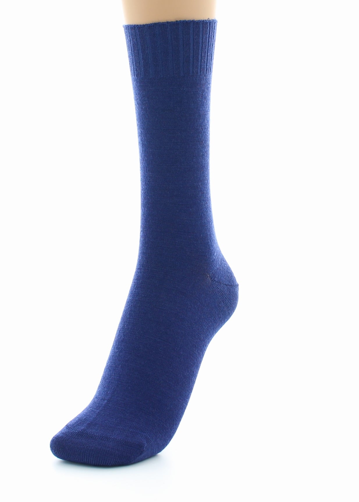 Chaussettes fines confort Laine peignée BLEU INDIGO