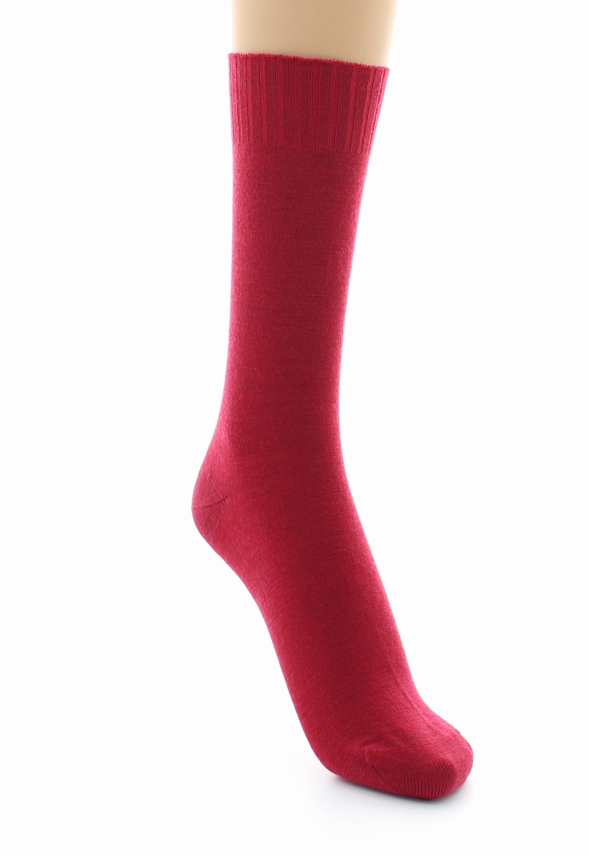 Chaussettes fines confort Laine peignée ROUGE