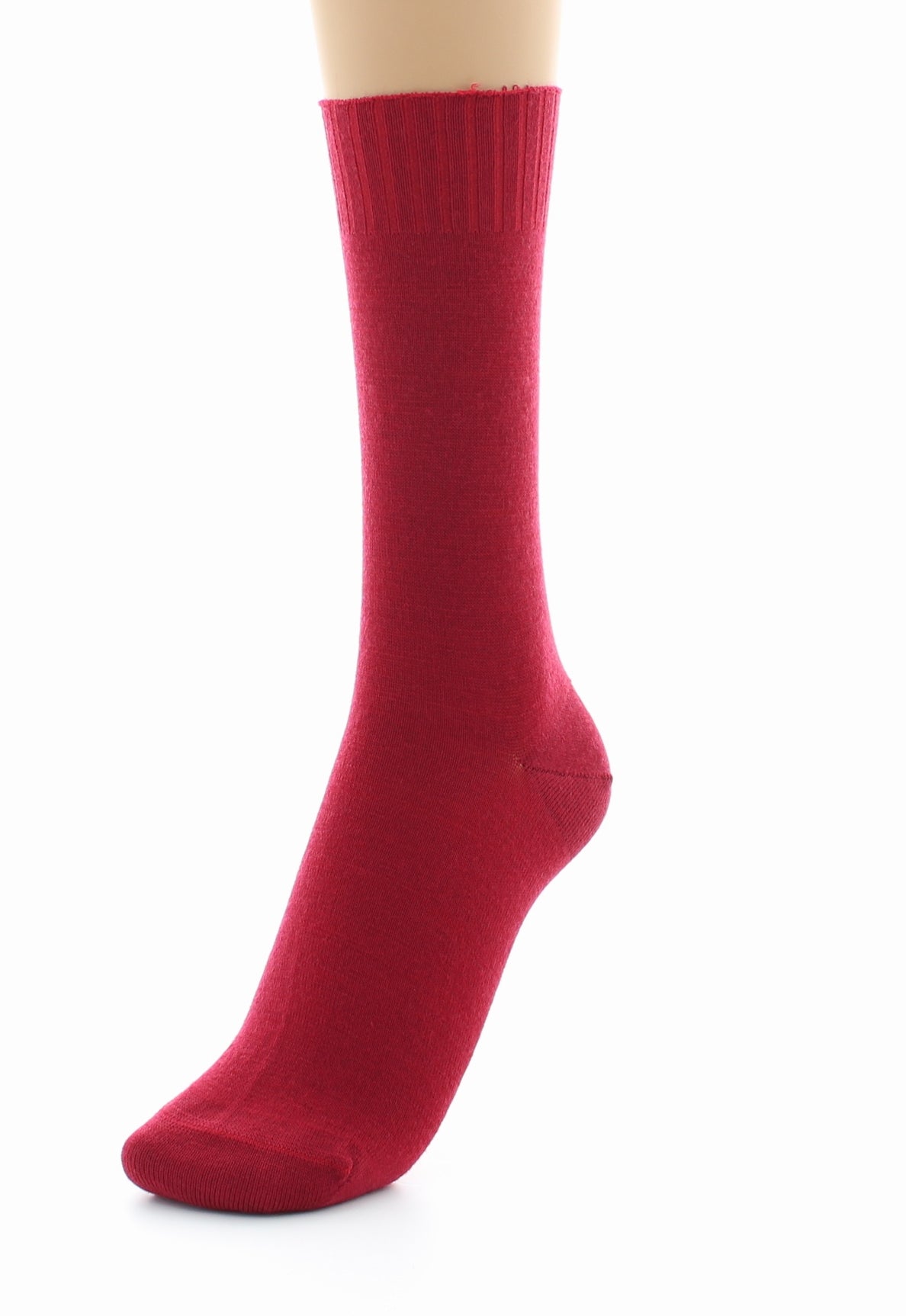 Chaussettes fines confort Laine peignée ROUGE