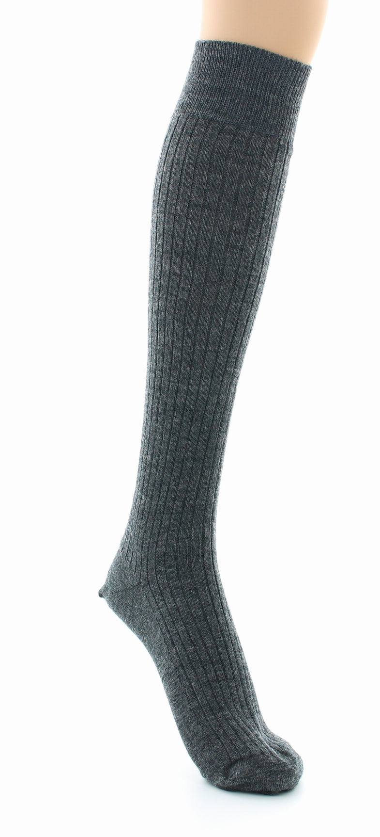 Chaussettes hautes à côtes derby - Laine vierge mélangée ANTHRACITE