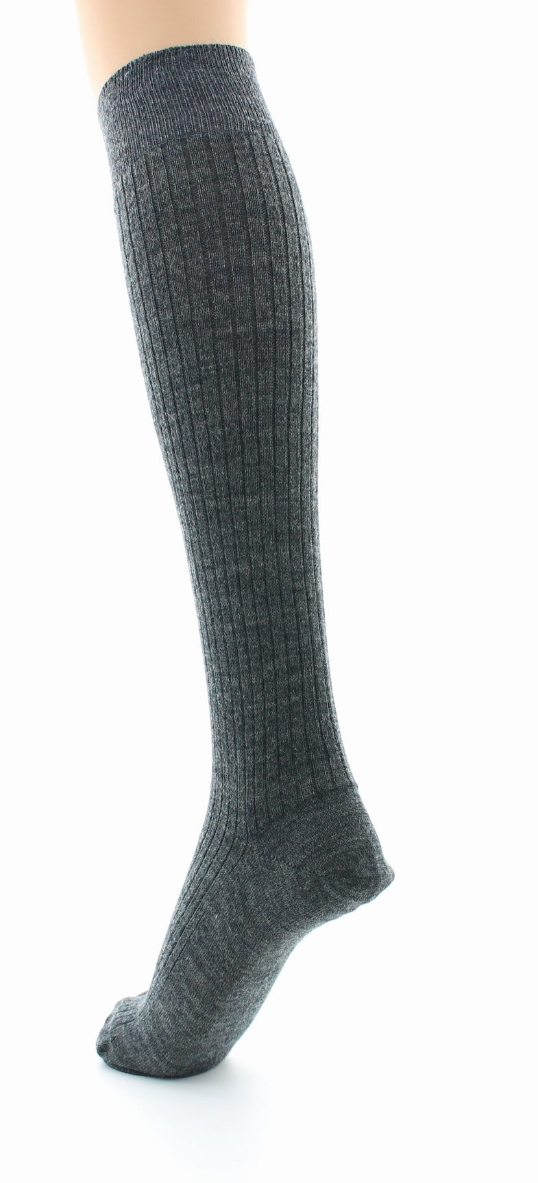 Chaussettes hautes à côtes derby - Laine vierge mélangée ANTHRACITE