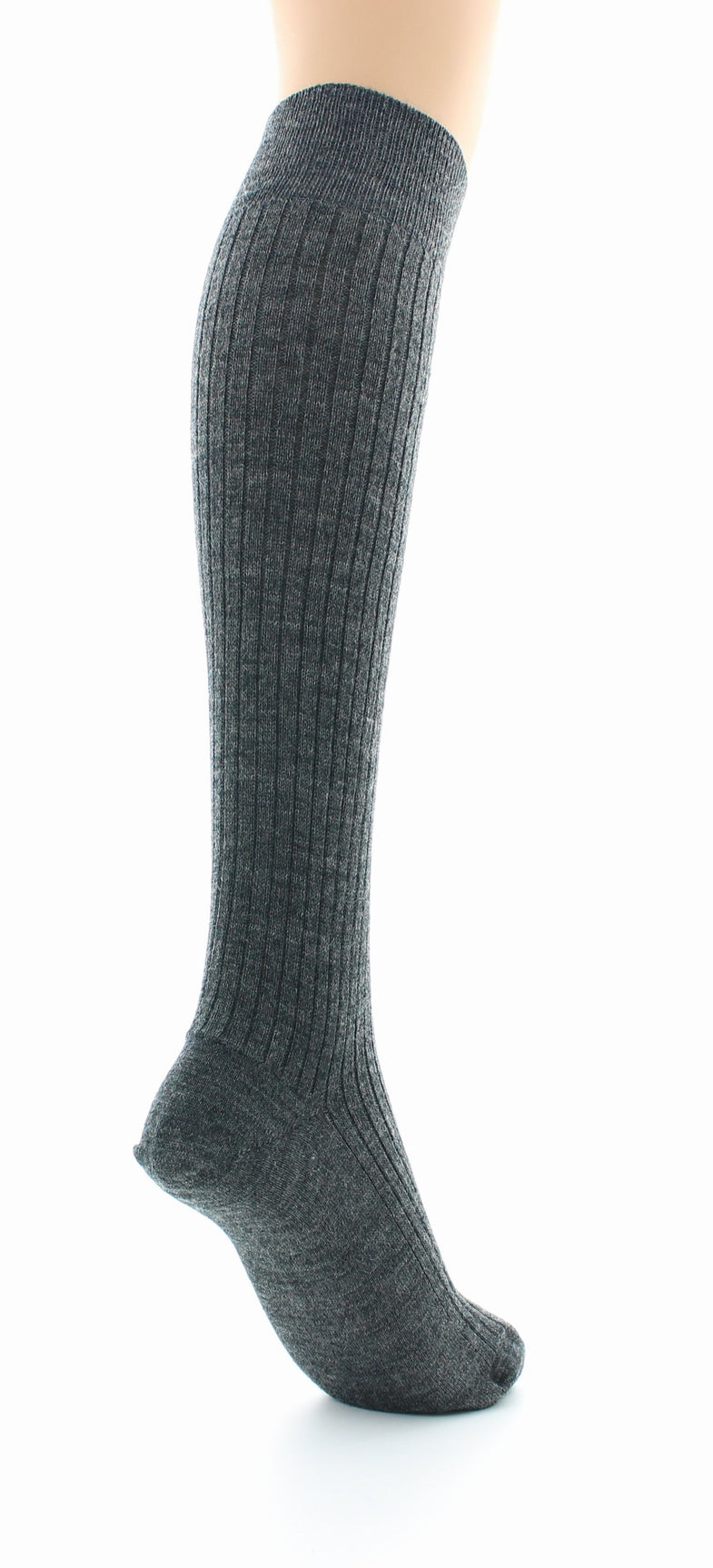 Chaussettes hautes à côtes derby - Laine vierge mélangée ANTHRACITE