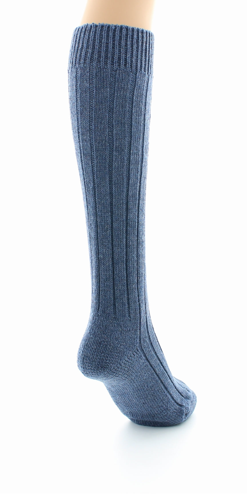 Chaussettes hautes à côtes derby Pied Bouclette Laine peignée mélangée BLEU JEAN