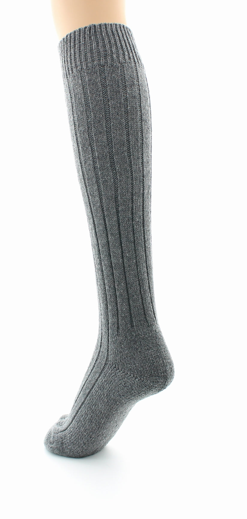 Chaussettes hautes à côtes derby Pied Bouclette Laine peignée mélangée GRIS