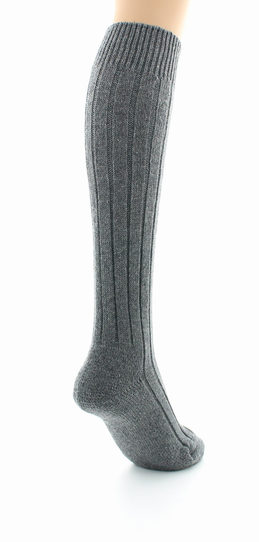 Chaussettes hautes à côtes derby Pied Bouclette Laine peignée mélangée GRIS