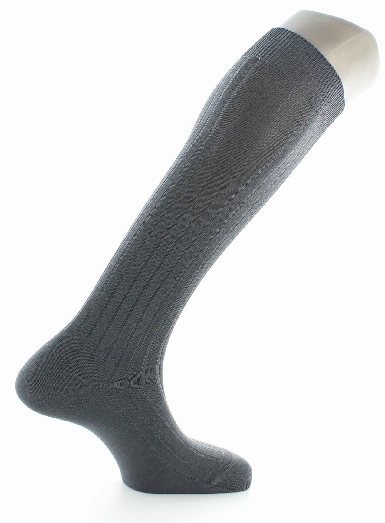 Chaussettes hautes à côtes derby - Pur coton fil d'écosse ACIER