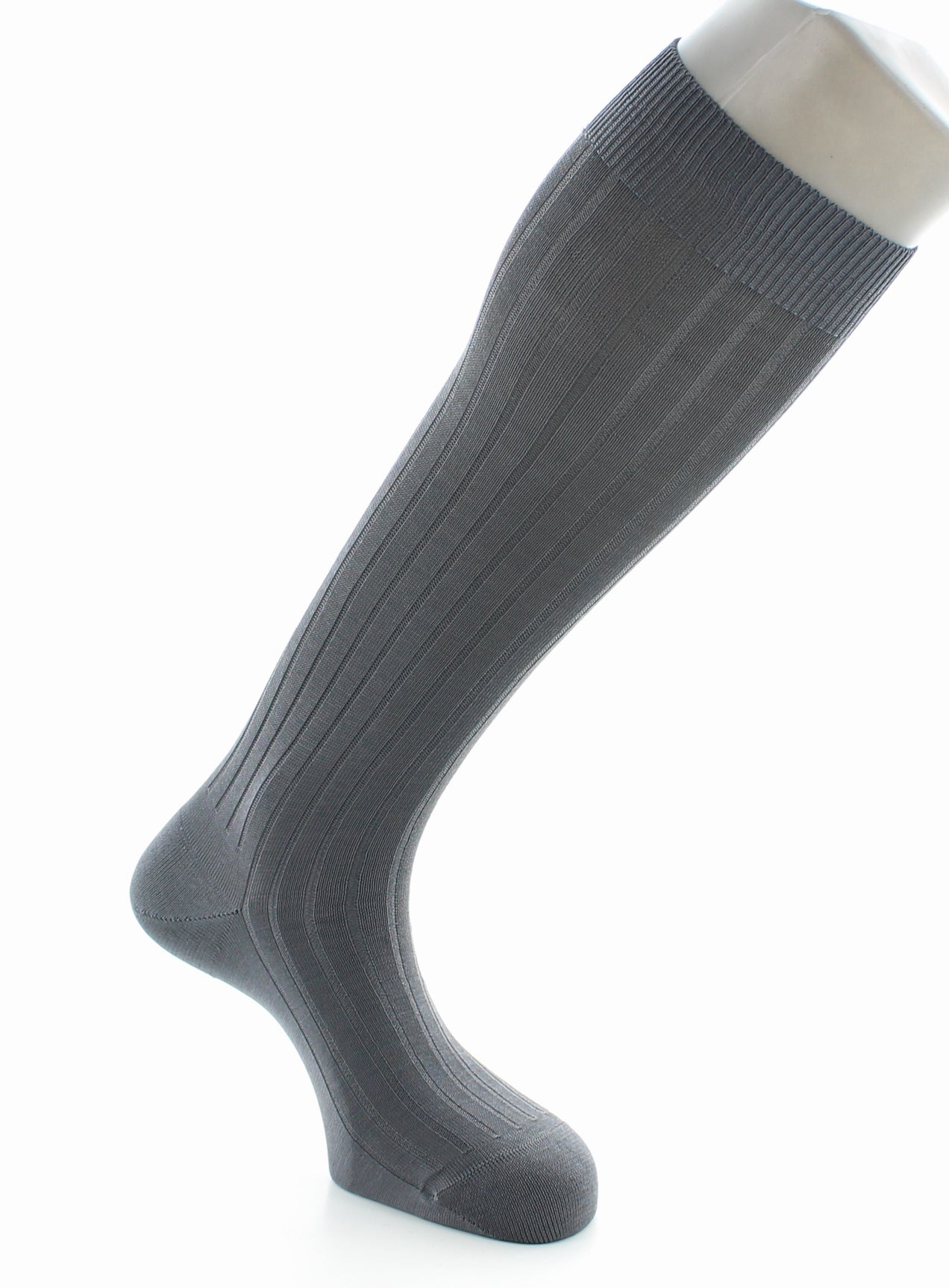 Chaussettes hautes à côtes derby pur coton fil d'Écosse ACIER