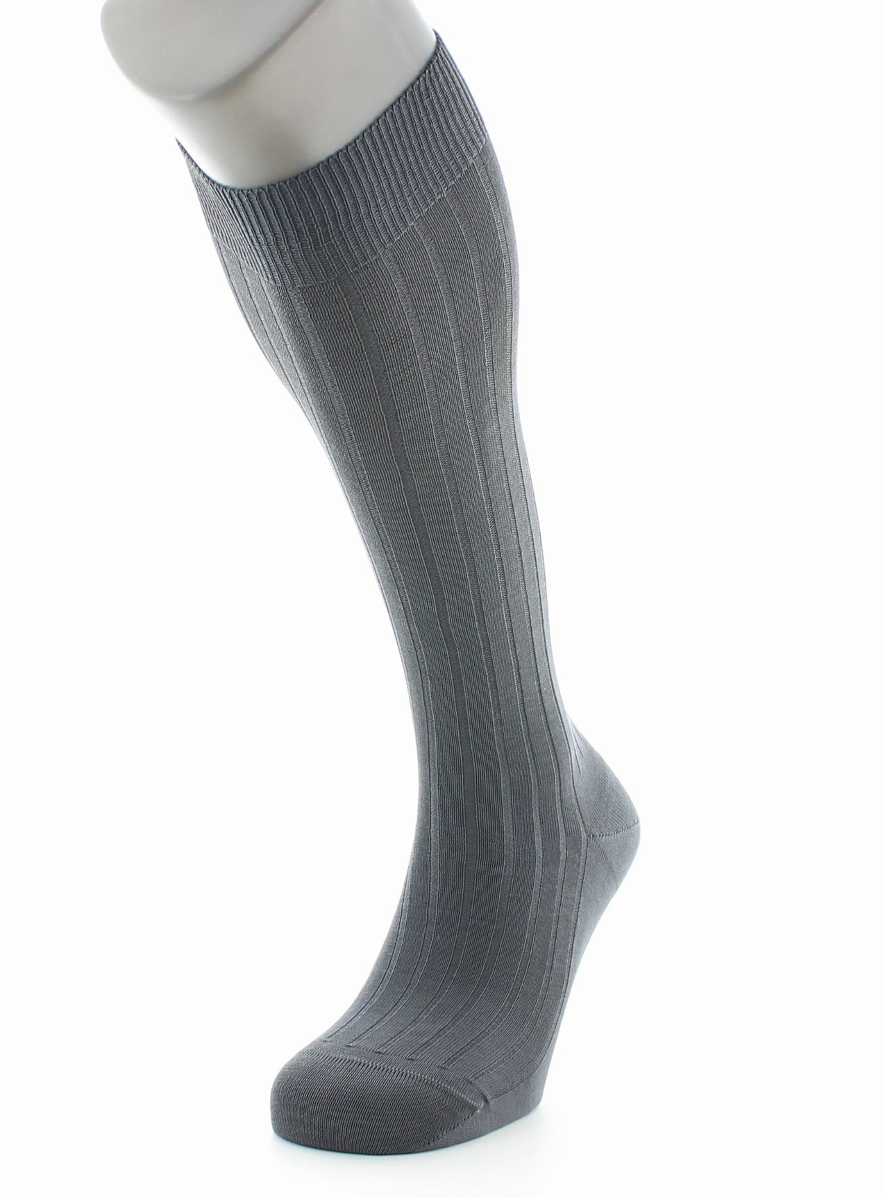 Chaussettes hautes à côtes derby pur coton fil d'Écosse ACIER