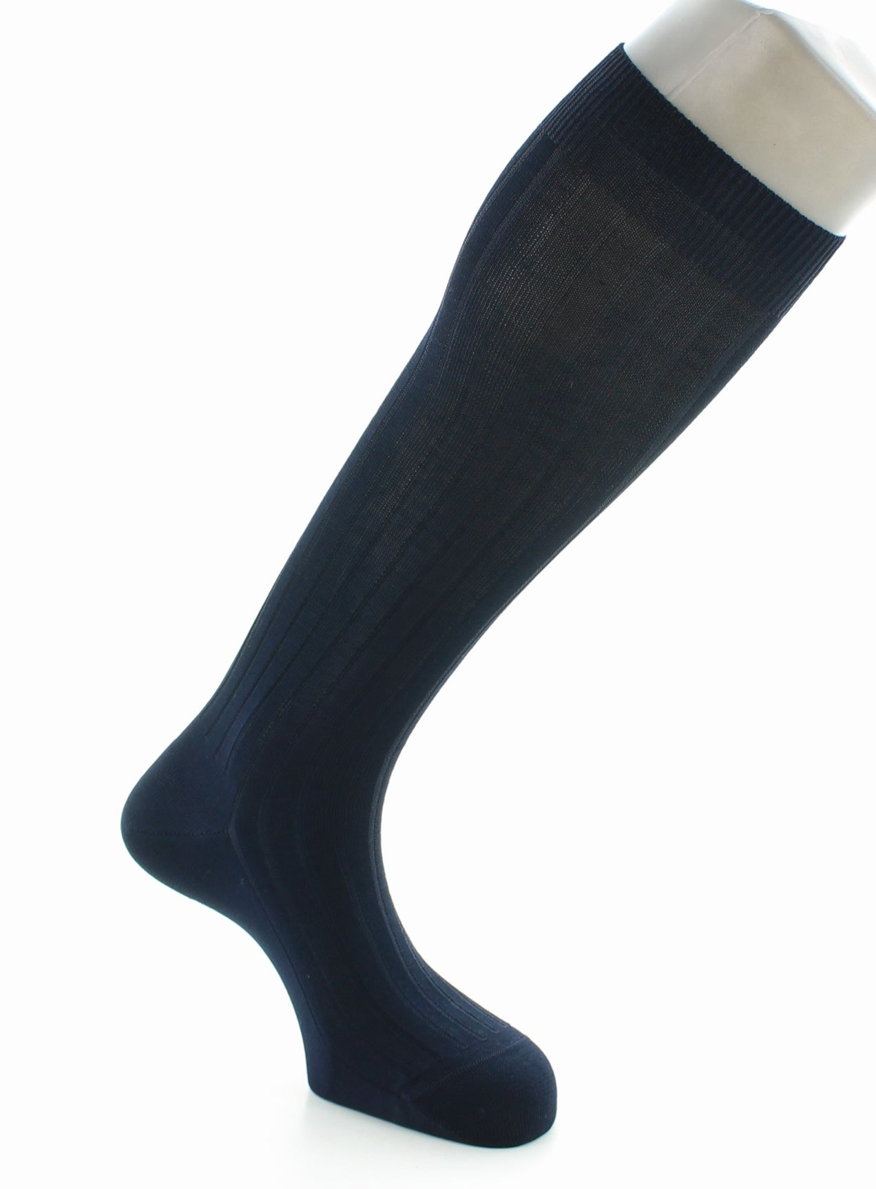 Chaussettes hautes à côtes derby pur coton fil d'Écosse MARINE