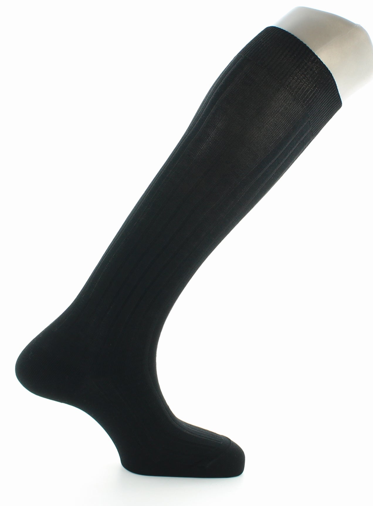 Chaussettes hautes à côtes derby - Pur coton fil d'écosse NOIR