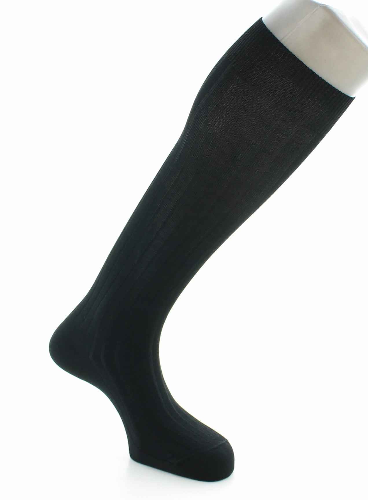 Chaussettes hautes à côtes derby - Pur coton fil d'écosse NOIR