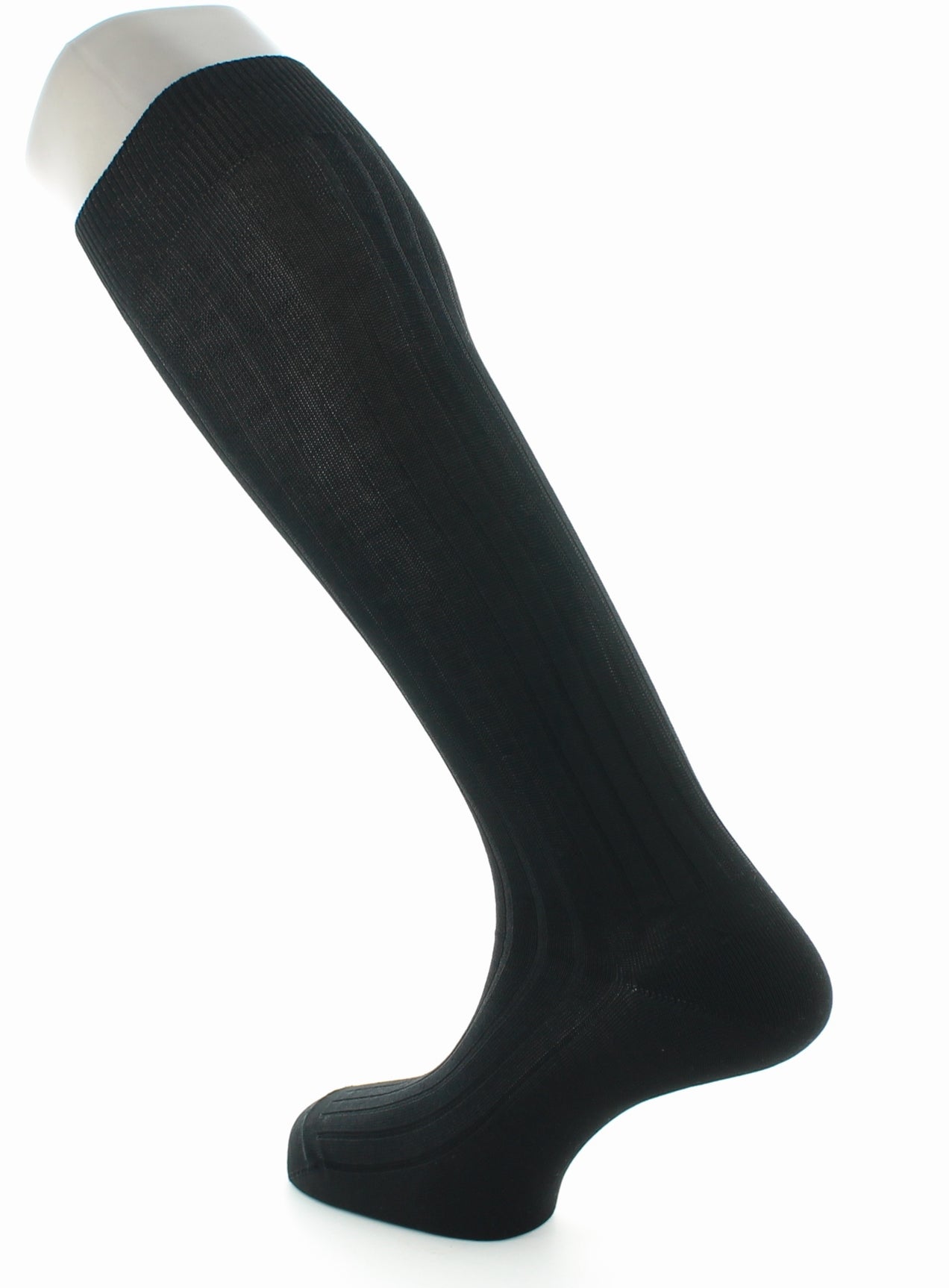 Chaussettes hautes à côtes derby - Pur coton fil d'écosse NOIR