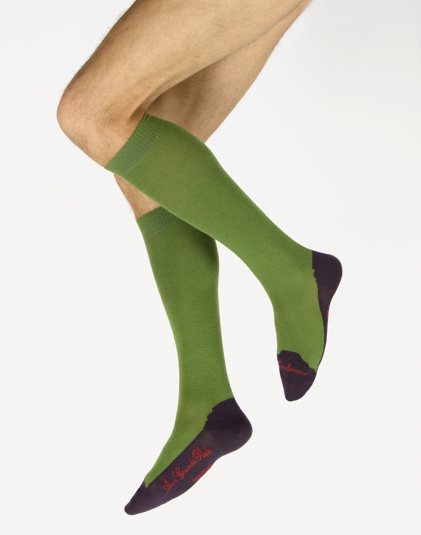 Chaussettes hautes cachemire vert VERT