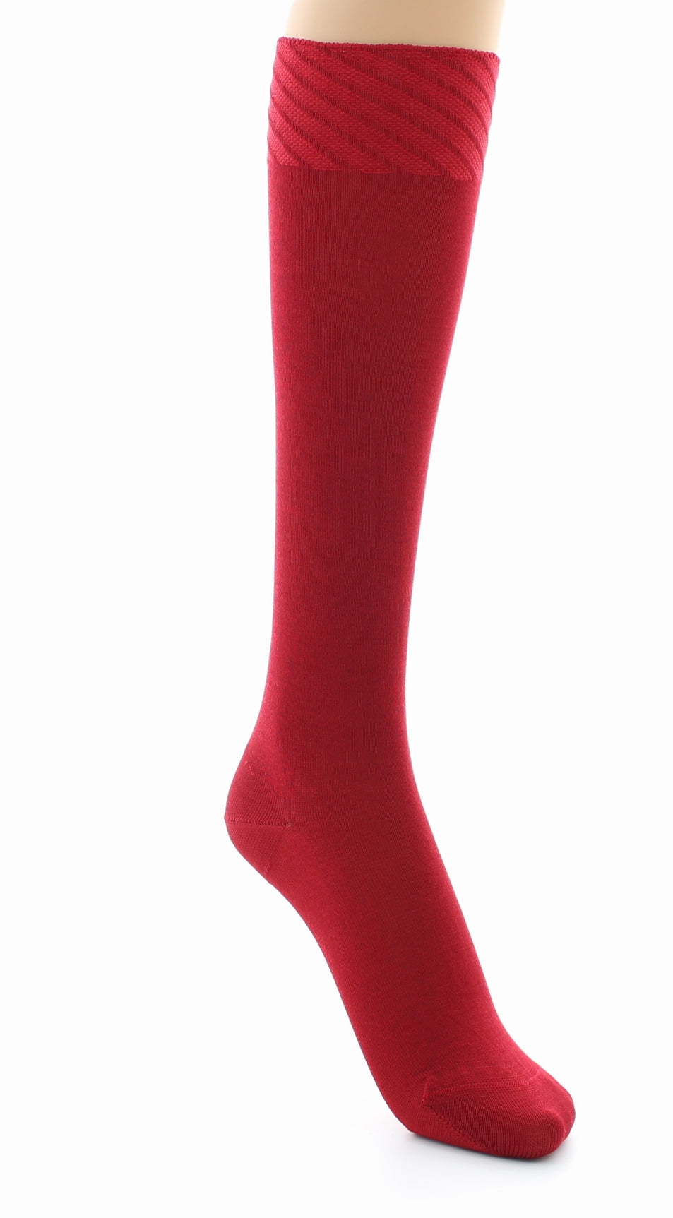 Chaussettes hautes en soie naturelle ROUGE