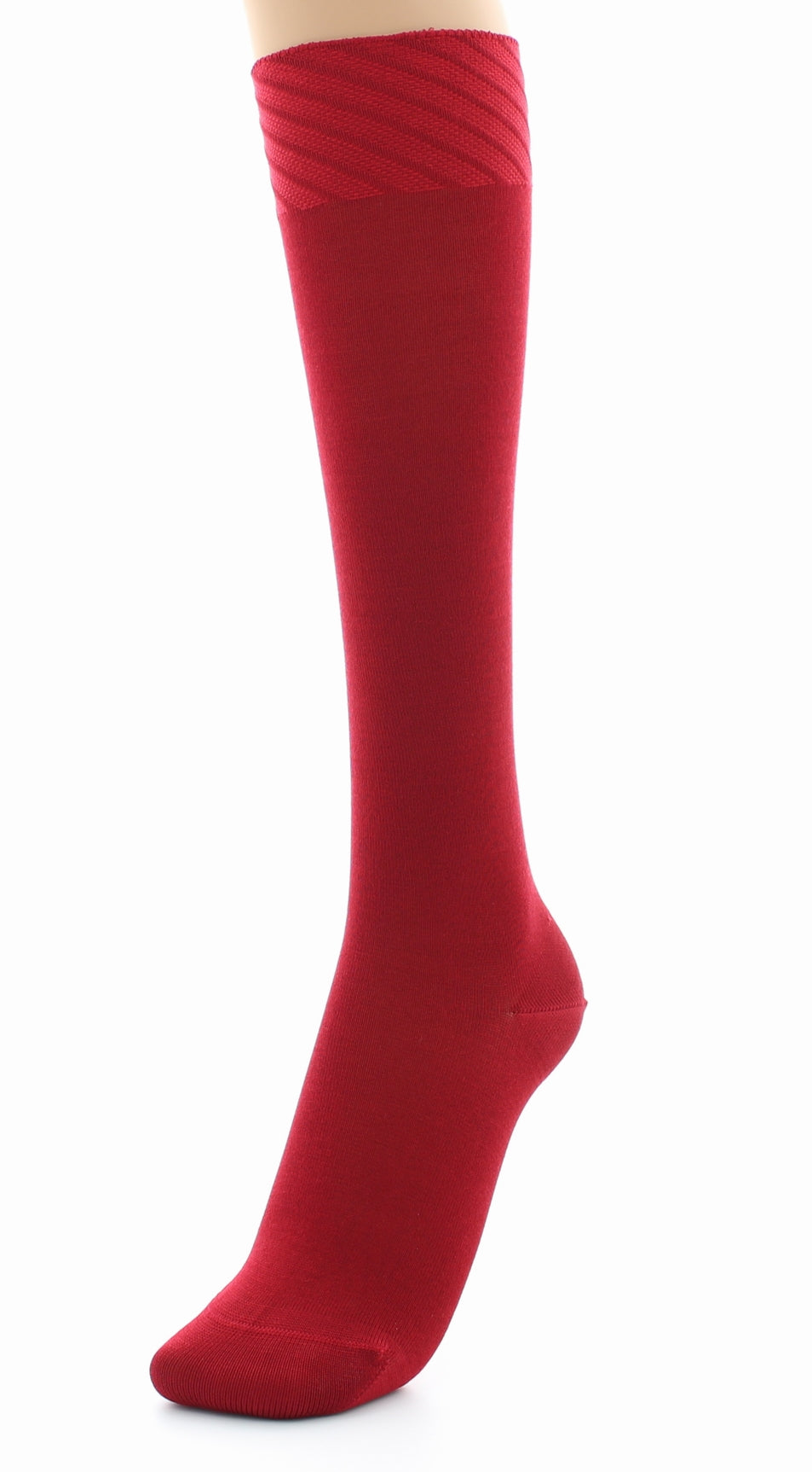 Chaussettes hautes en soie naturelle ROUGE