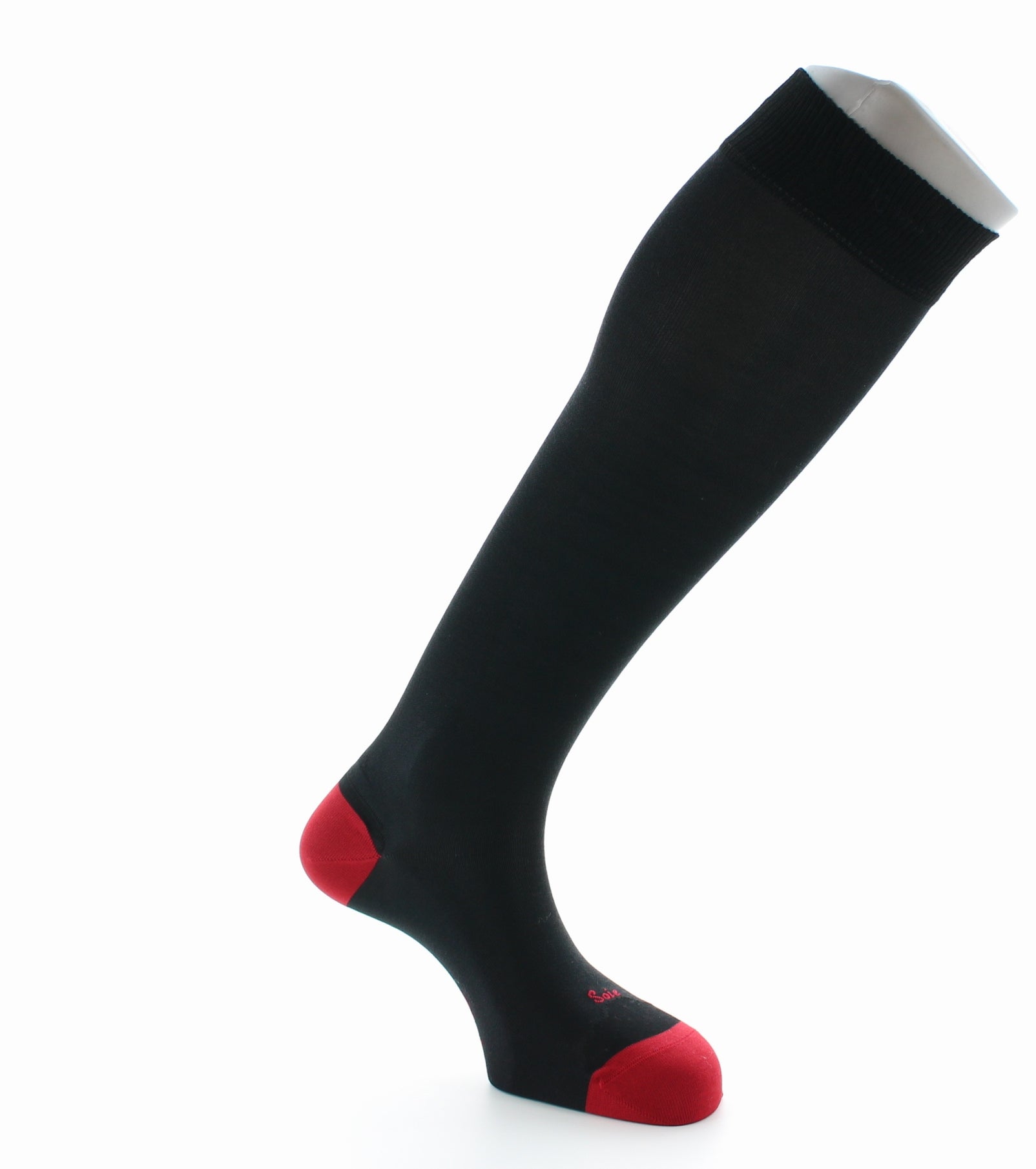 Chaussettes Hautes En Soie Noir et Rouge Foulques NOIR-ROUGE