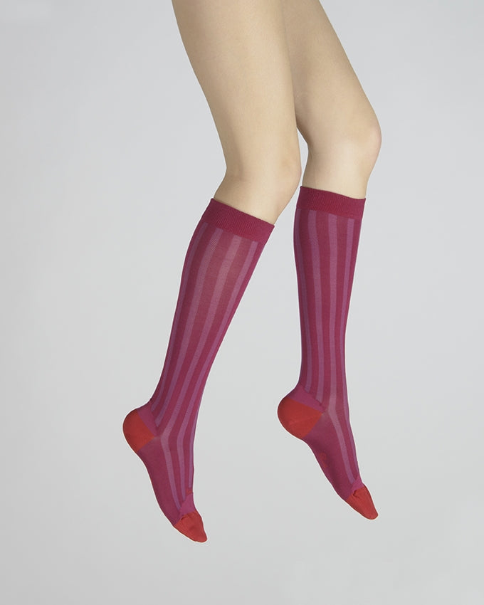 Chaussettes hautes en soie rose ROSE