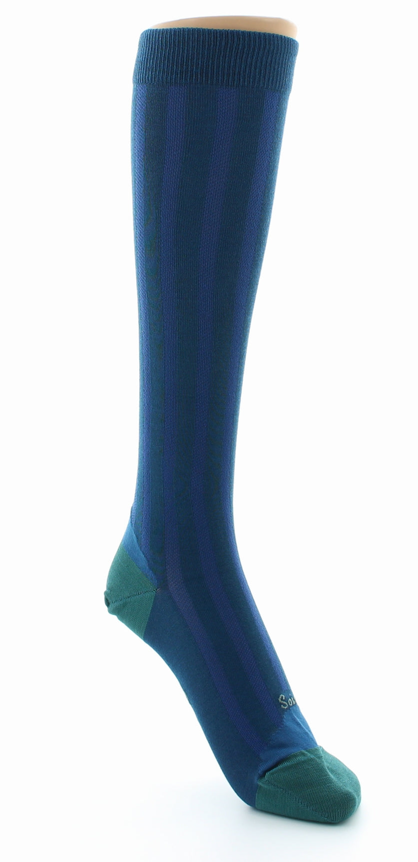 Chaussettes Hautes en Soie Bleu Minuit - Talon et pointe Turquoise BLEU MINUIT