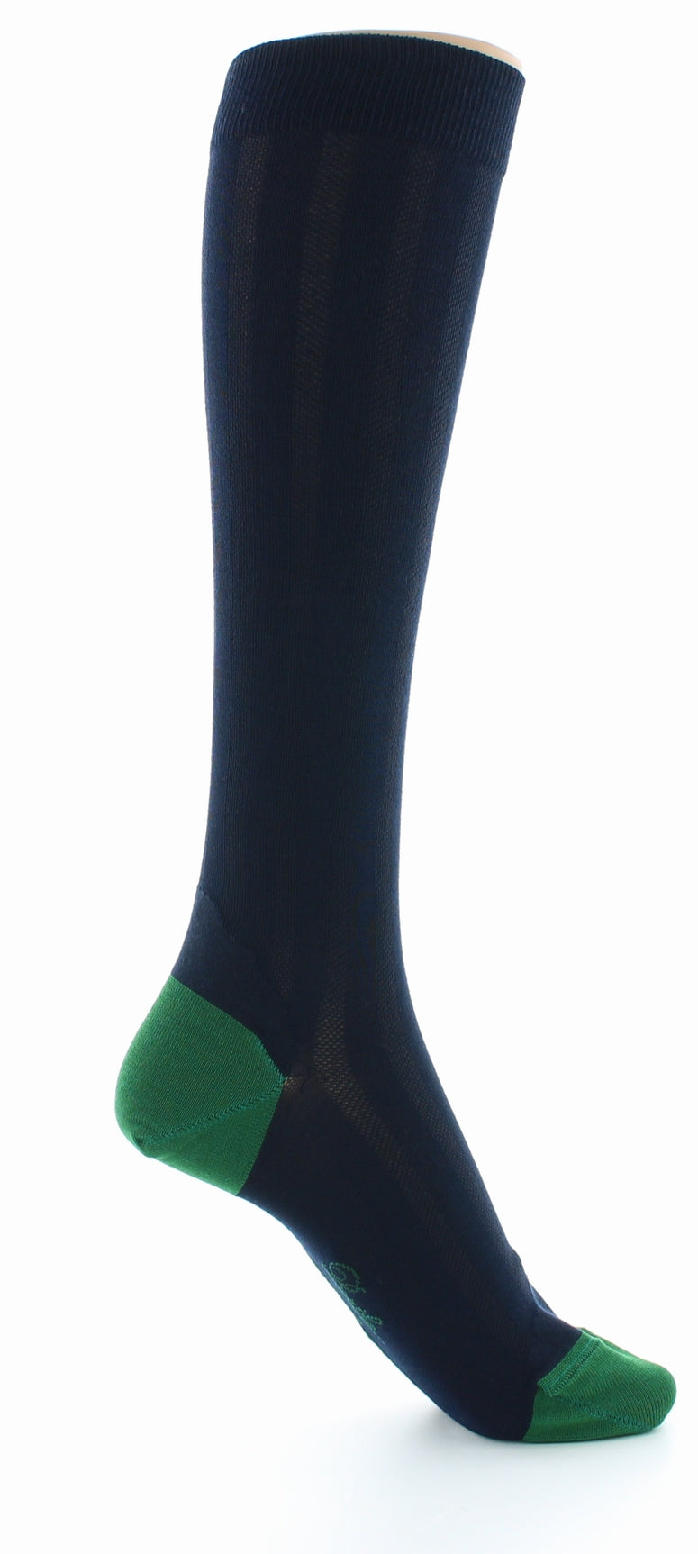 Chaussettes hautes en soie marine-vert MARINE