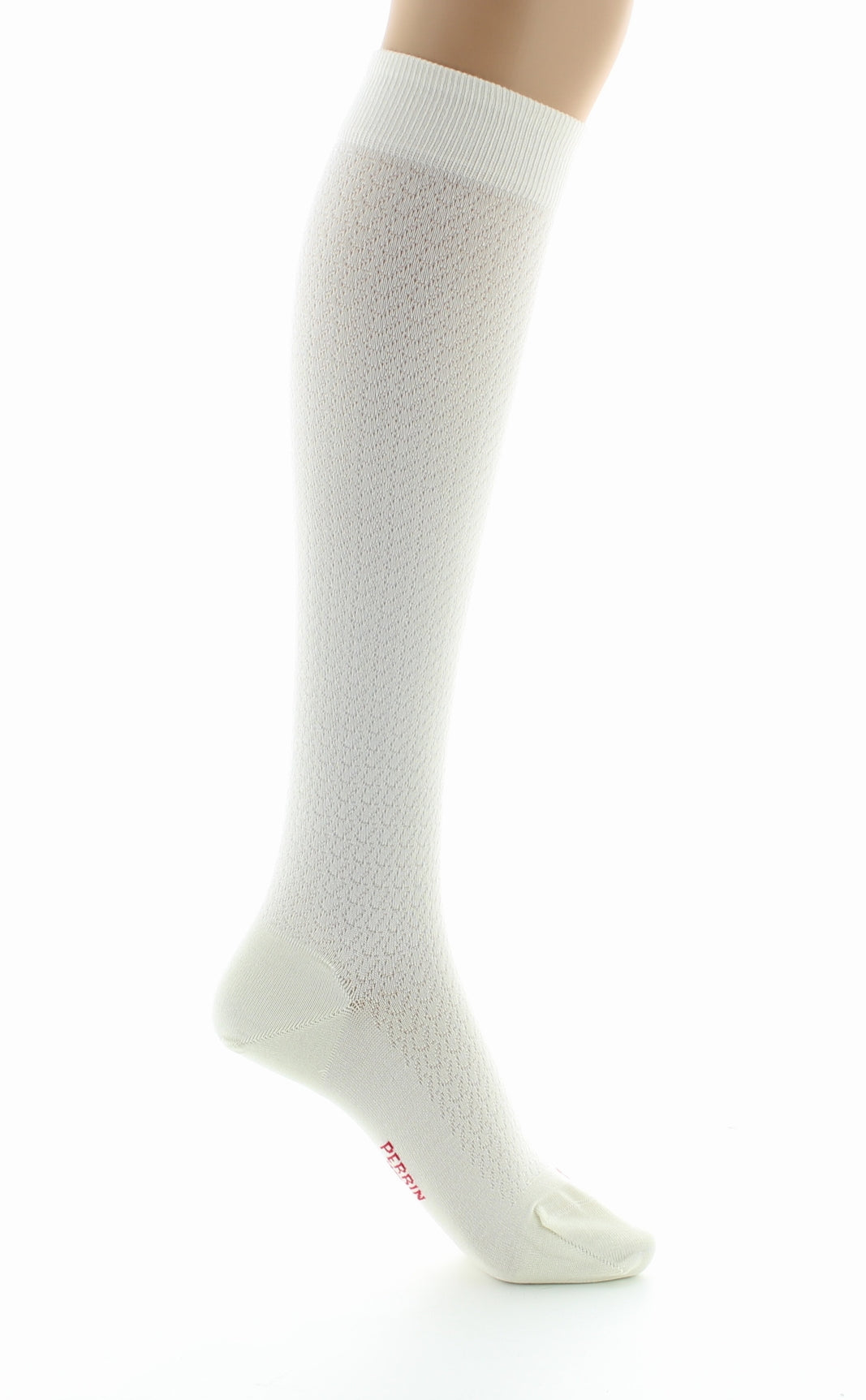 Chaussettes hautes femme en maille ajourée - Soie naturelle ECRU