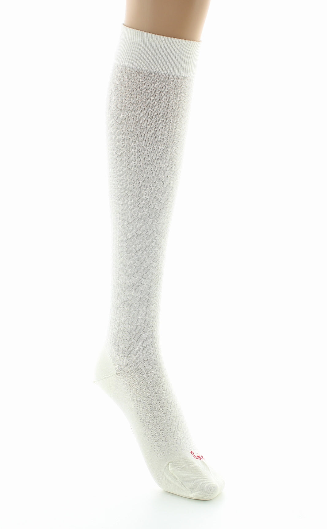 Chaussettes hautes femme en maille ajourée - Soie naturelle ECRU