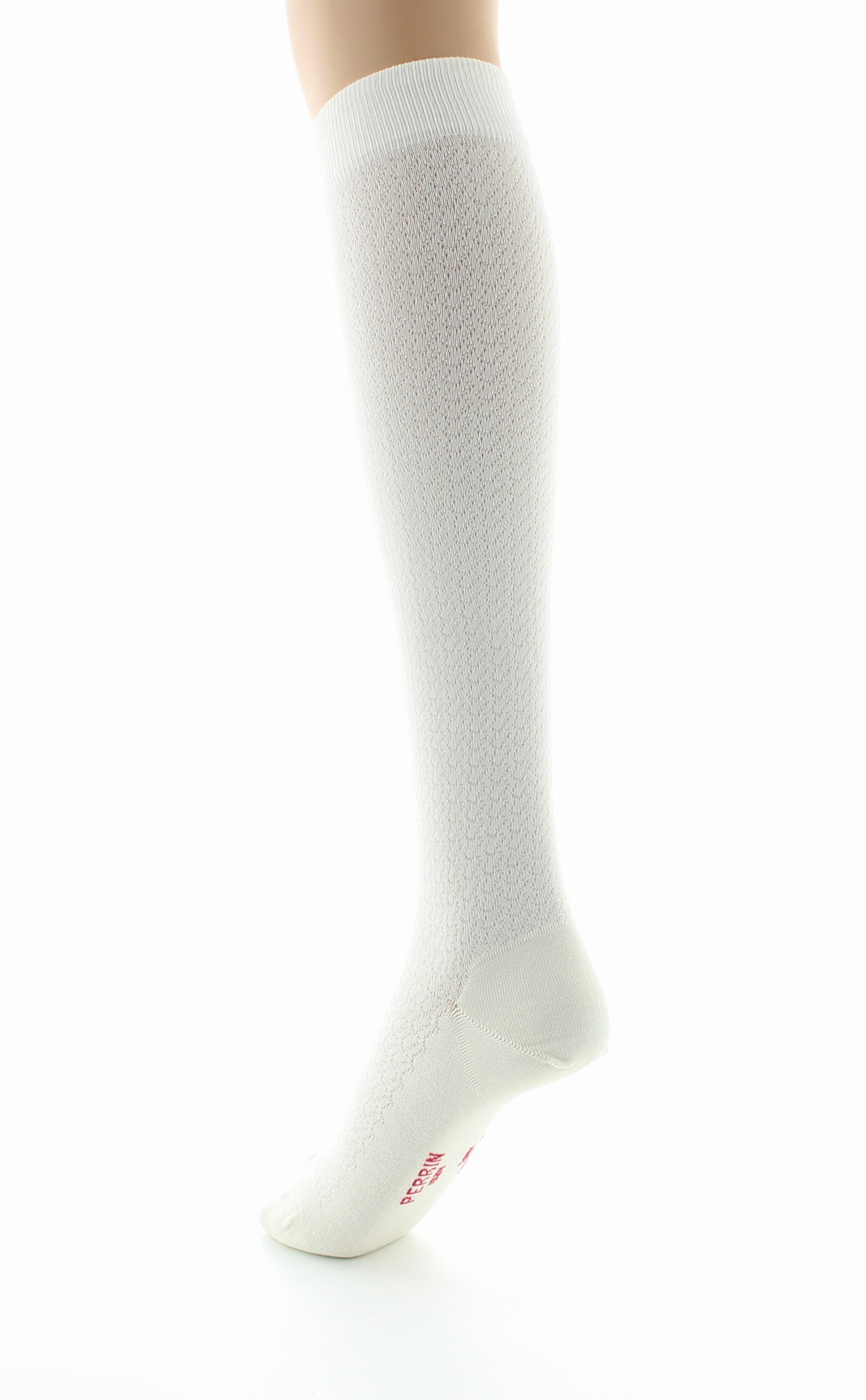 Chaussettes hautes femme en maille ajourée - Soie naturelle ECRU