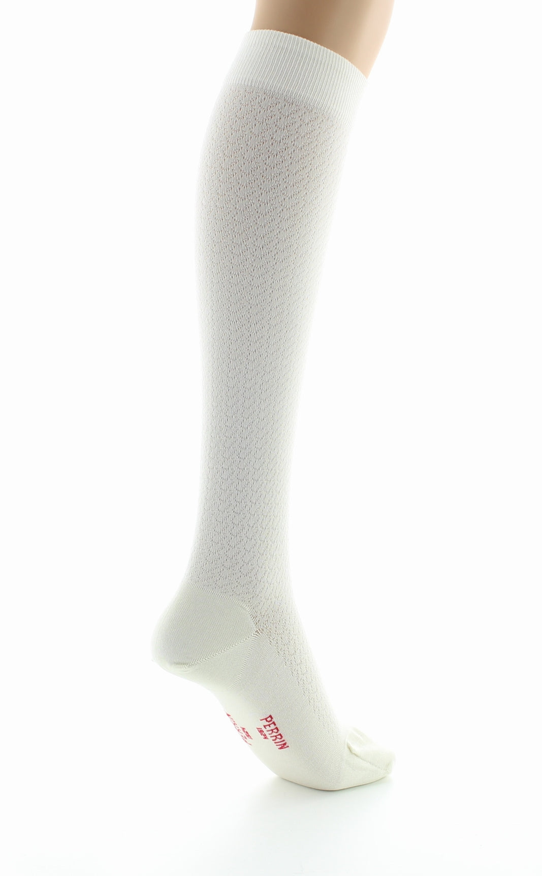 Chaussettes hautes femme en maille ajourée - Soie naturelle ECRU