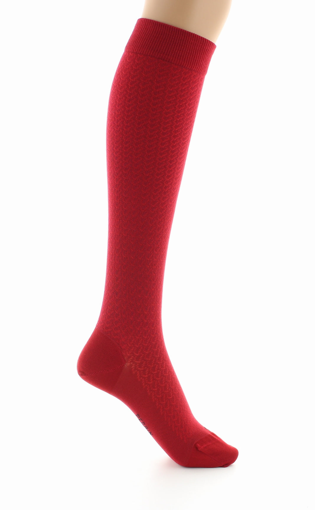 Chaussettes hautes femme en maille ajourée - Soie naturelle ROUGE