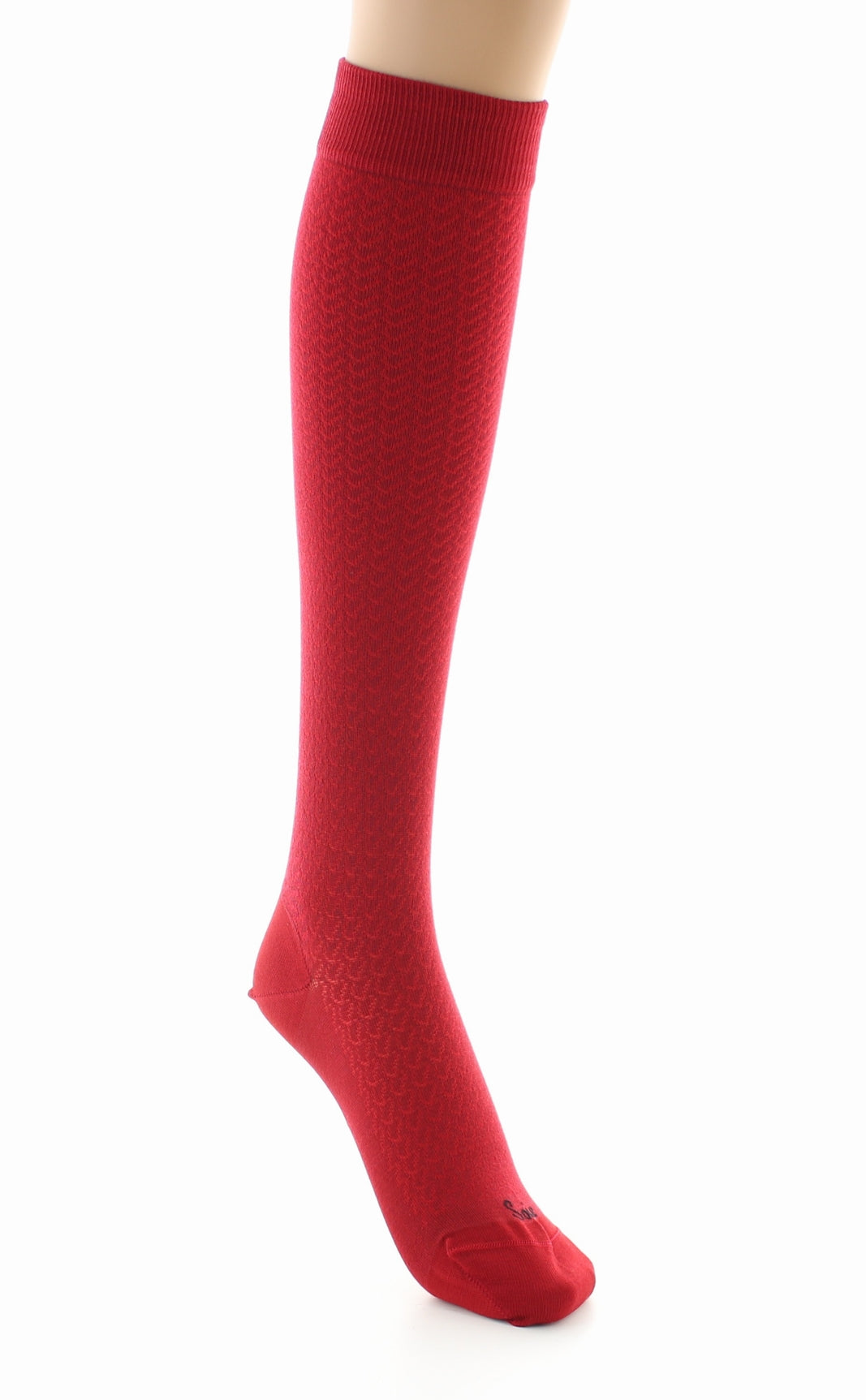 Chaussettes hautes femme en maille ajourée - Soie naturelle ROUGE