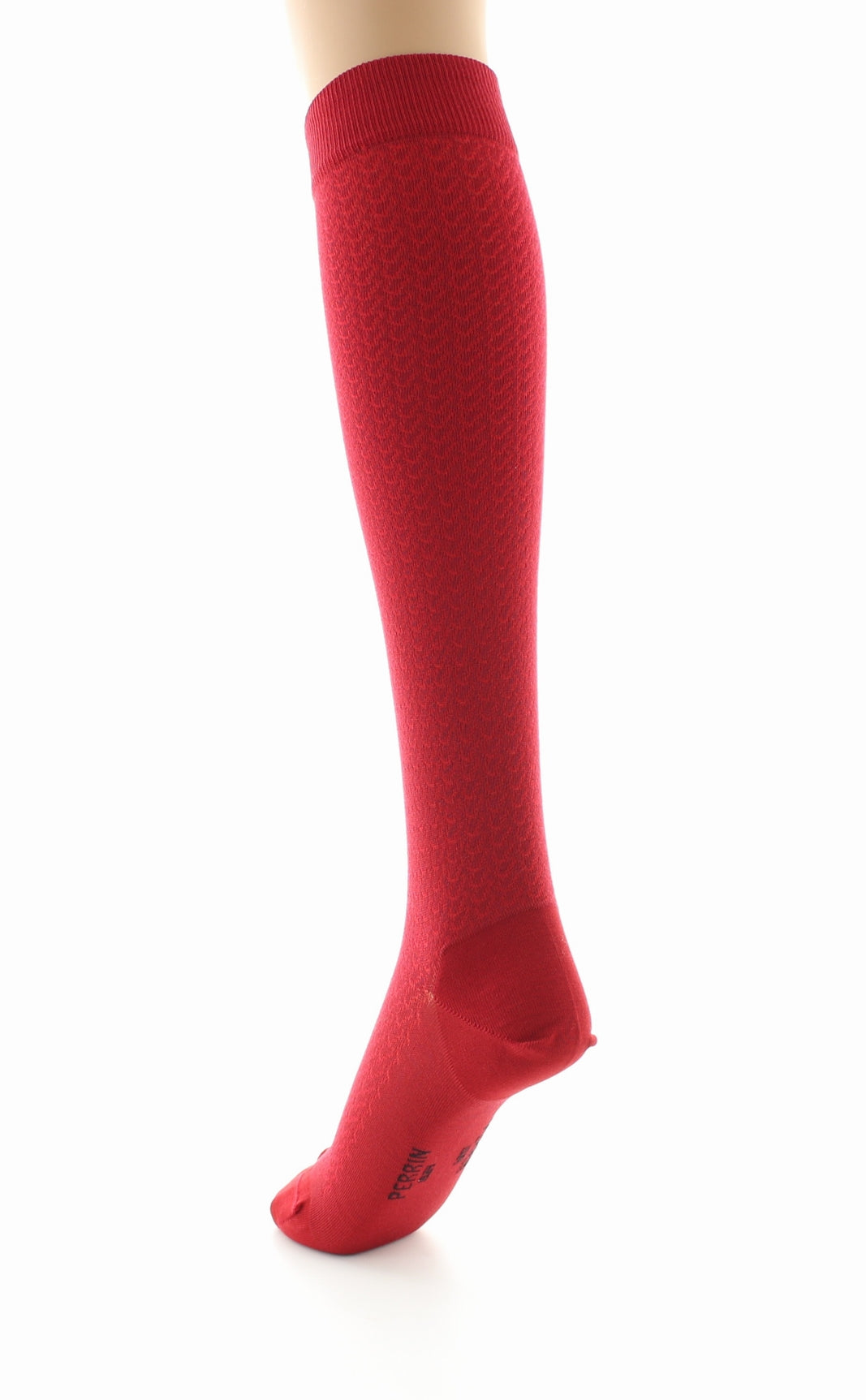 Chaussettes hautes femme en maille ajourée - Soie naturelle ROUGE