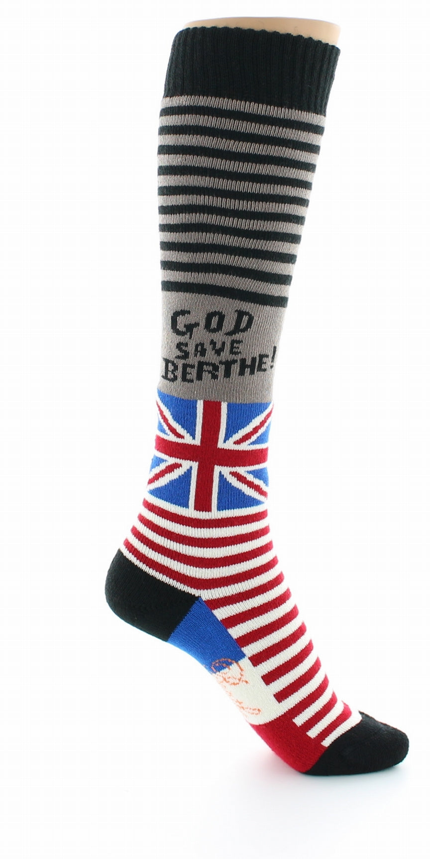 Chaussettes hautes God save Berthe GRIS-NOIR