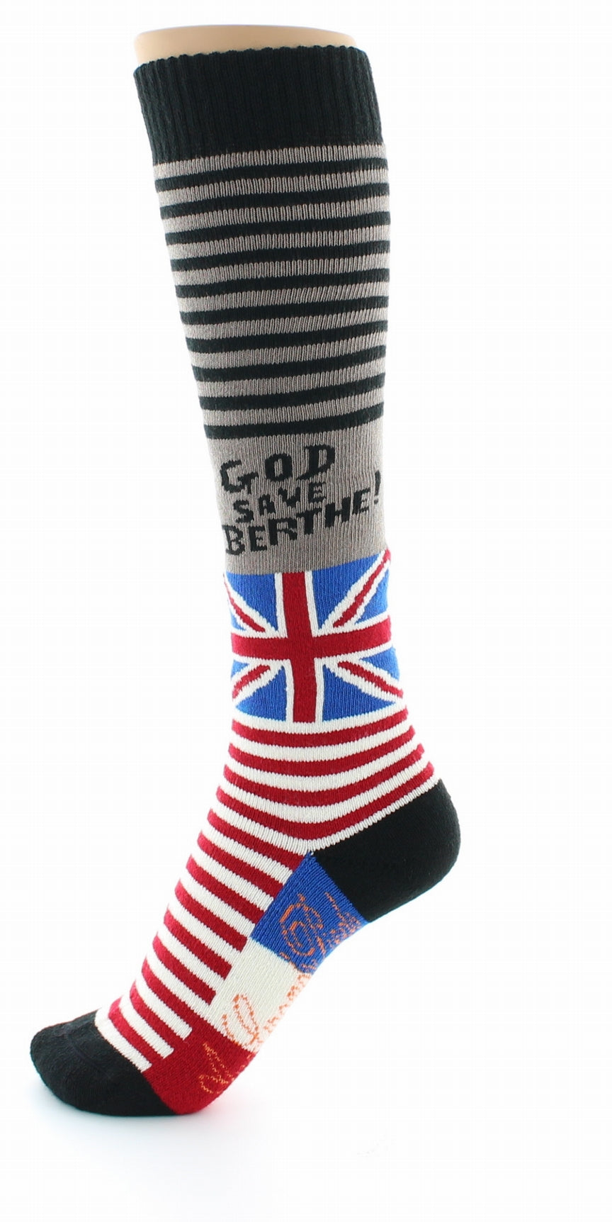 Chaussettes hautes God save Berthe GRIS-NOIR