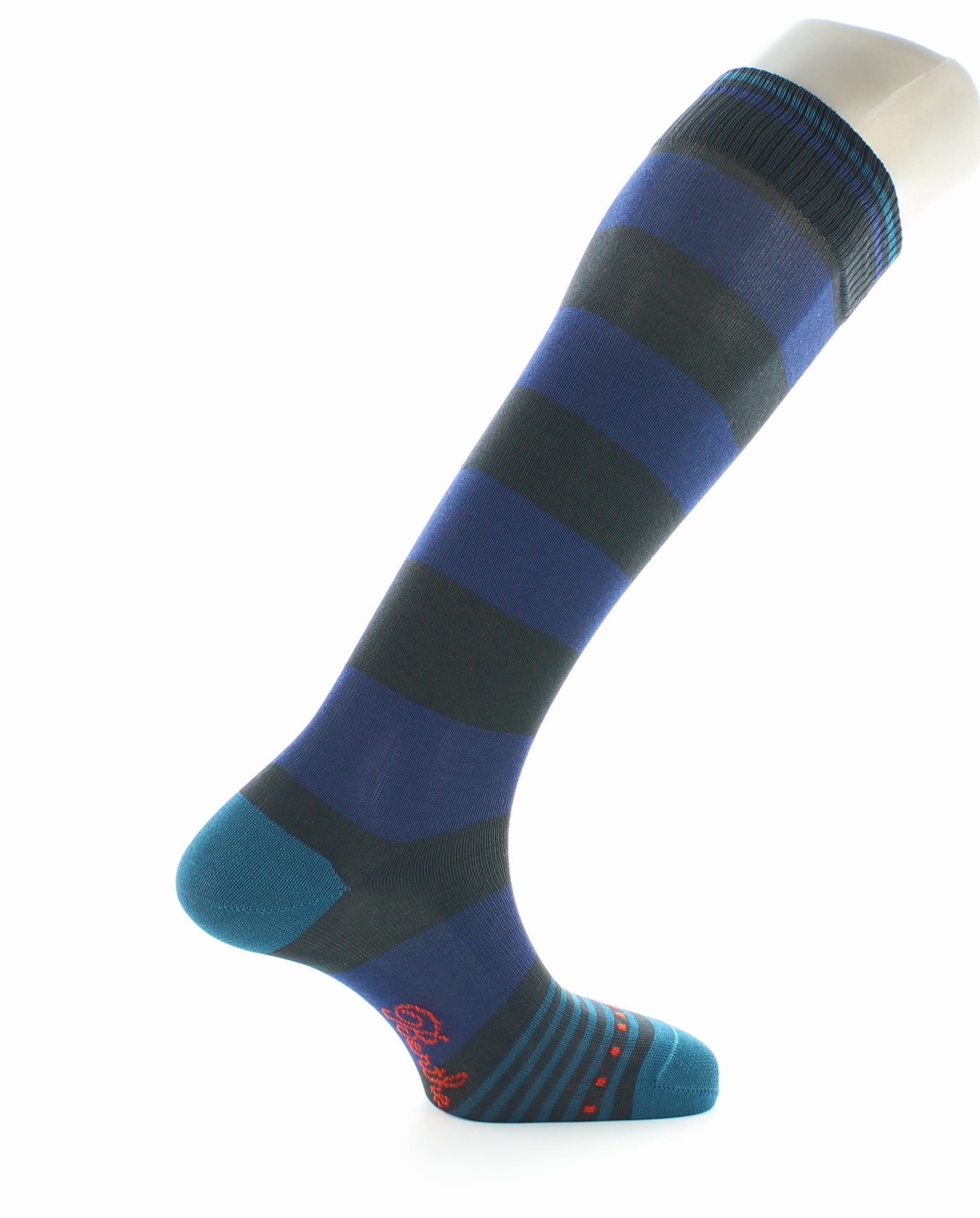 Chaussettes Hautes Grosses Rayures Bleu Et Gris BLEU-BLEU NORVEGE