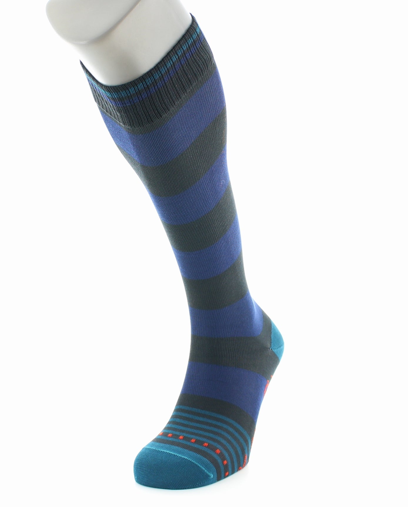 Chaussettes Hautes Grosses Rayures Bleu Et Gris BLEU-BLEU NORVEGE