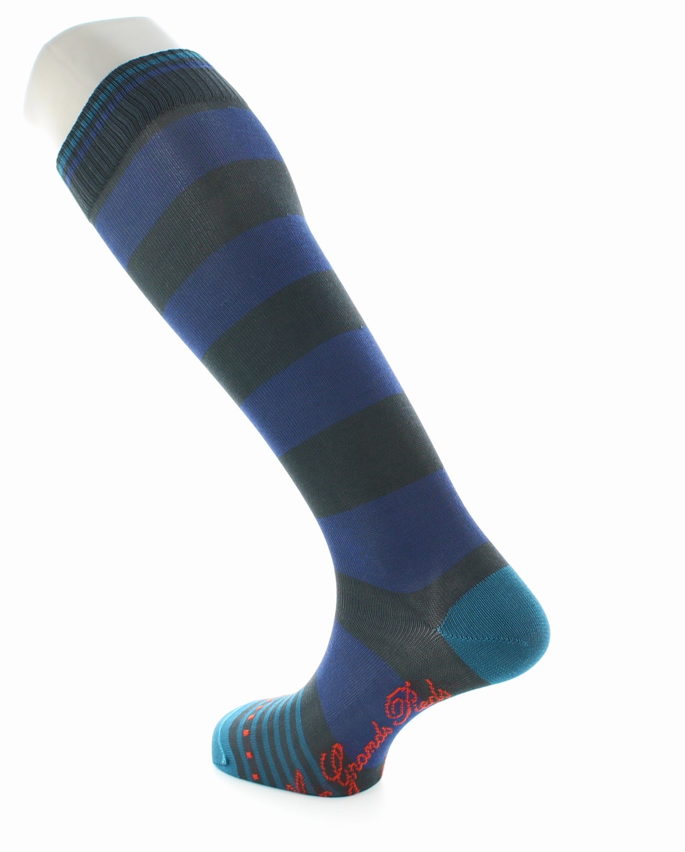 Chaussettes Hautes Grosses Rayures Bleu Et Gris BLEU-BLEU NORVEGE