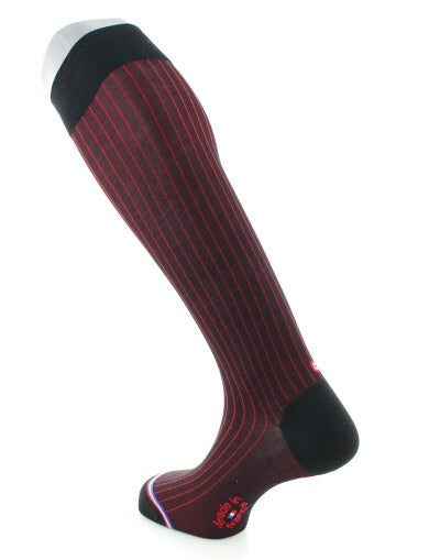 Chaussettes hautes homme Orsay en coton fil d'Écosse Noir/Rouge 