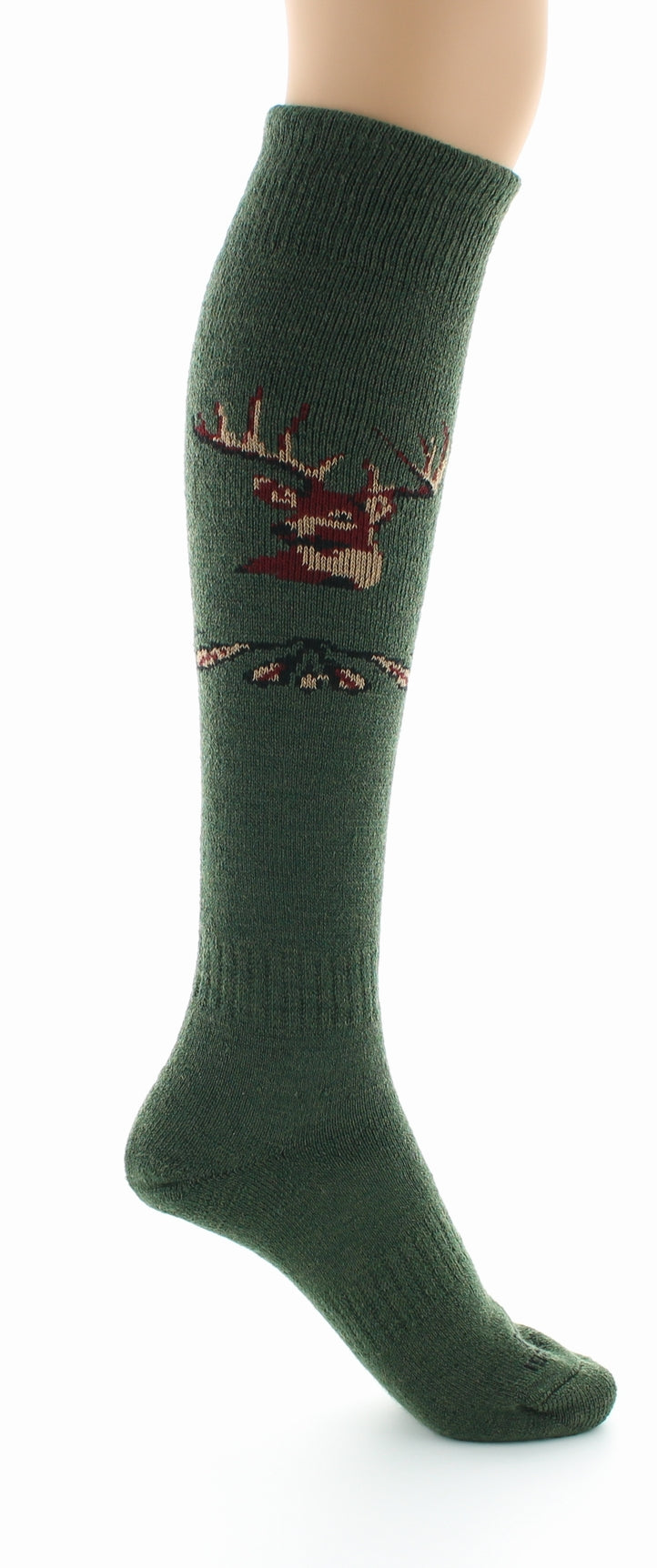 Chaussettes hautes Intérieur maille bouclette Laine peignée mélangée KAKI-CERF