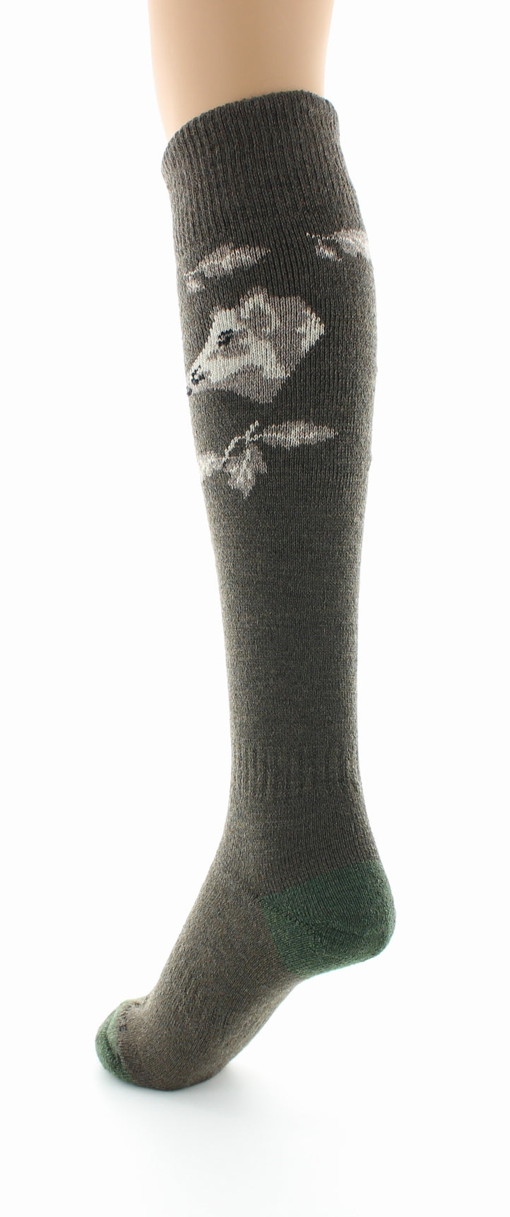 Chaussettes hautes Intérieur maille bouclette Laine peignée mélangée MARRON-SANGLIER