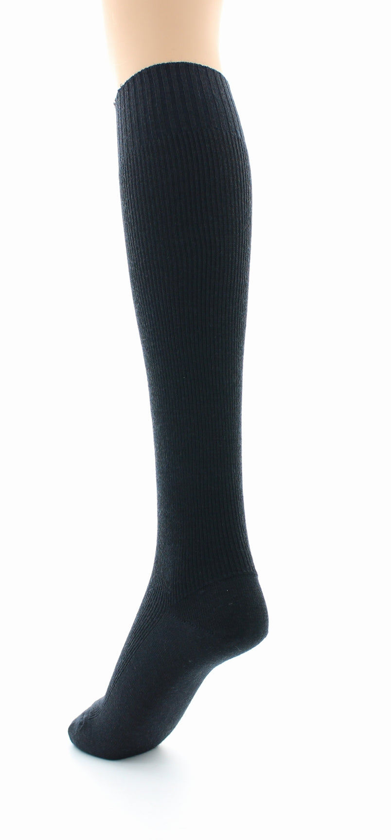 Chaussettes hautes mixtes à côtes Confort en laine peignée MARINE