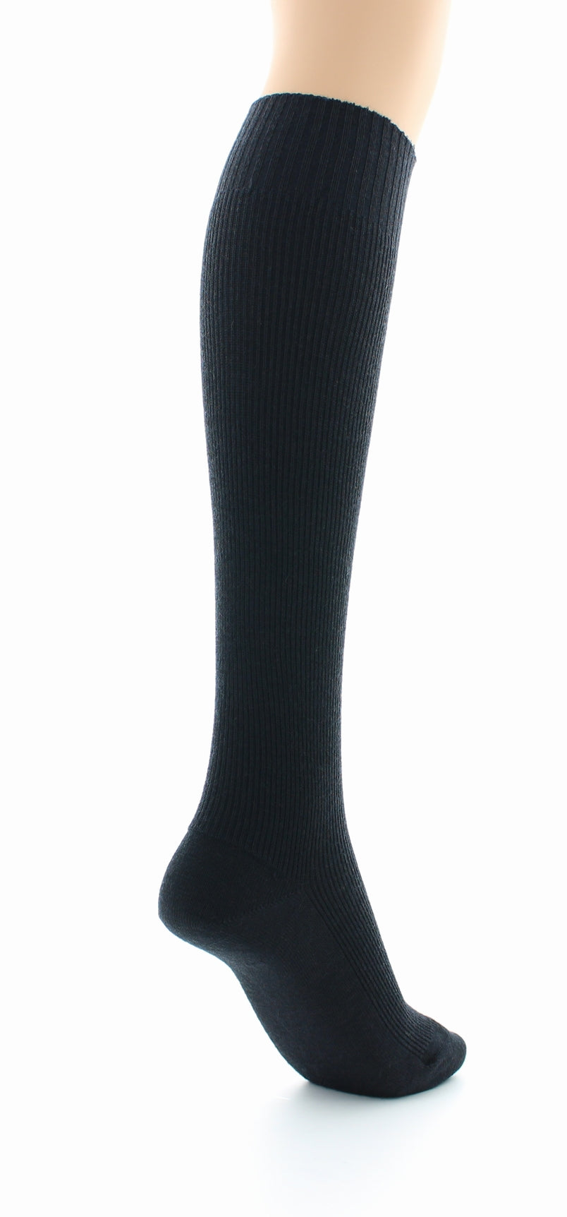 Chaussettes hautes mixtes à côtes Confort en laine peignée MARINE