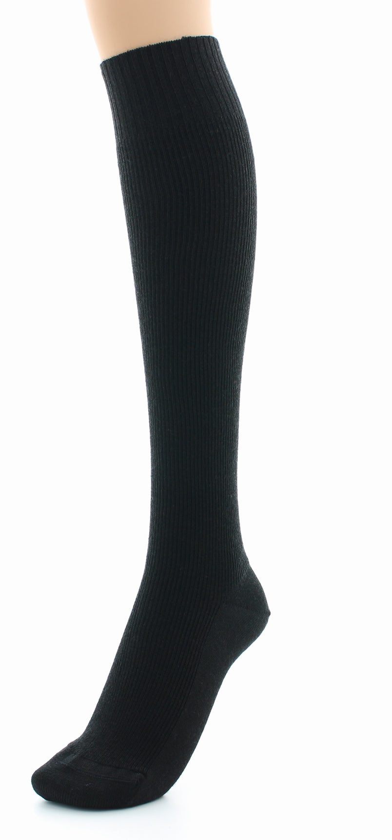 Chaussettes hautes mixtes à côtes Confort en laine peignée NOIR