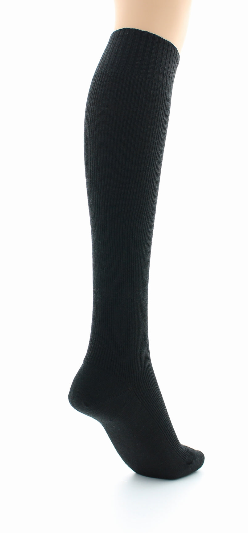 Chaussettes hautes mixtes à côtes Confort en laine peignée NOIR