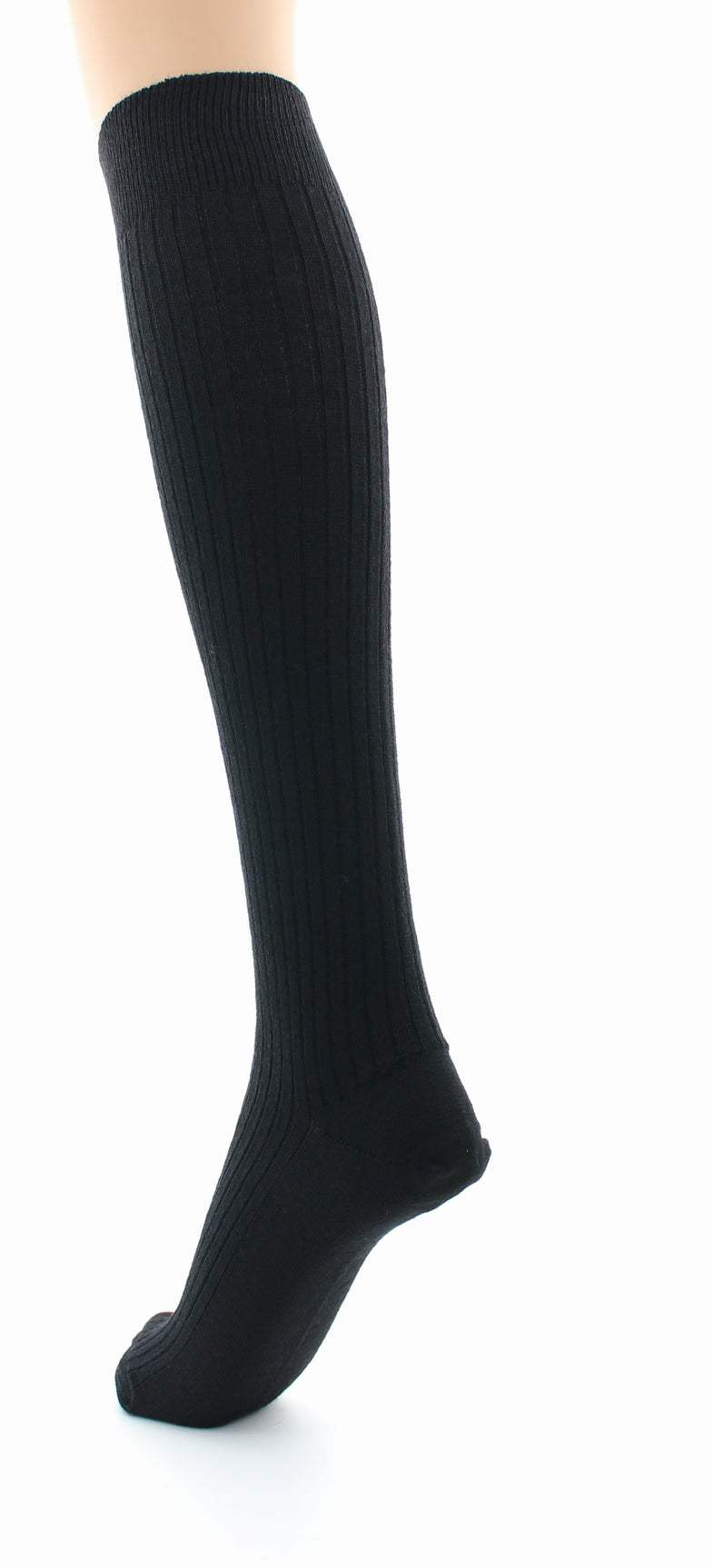 Chaussettes hautes mixtes à côtes derby en laine vierge mélangée NOIR