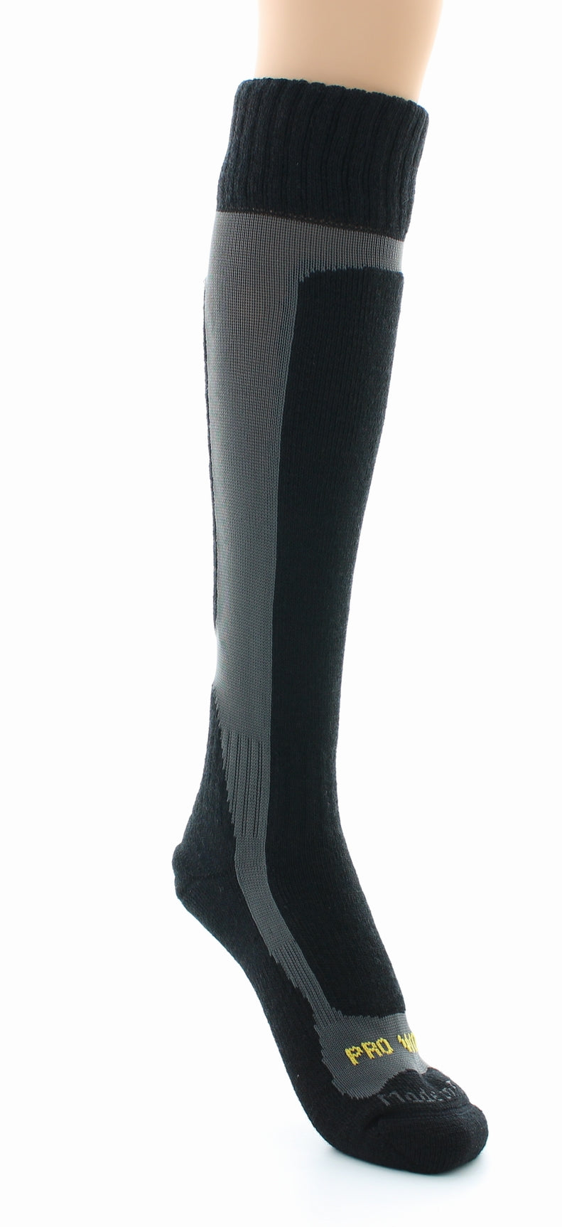 Chaussettes hautes mixtes Pro en laine peignée mélangée NOIR